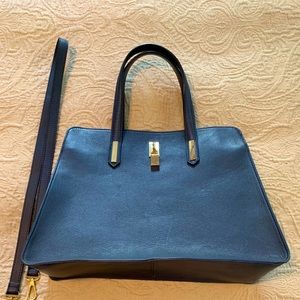 Navy Structured Leather Handbag